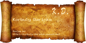 Korbuly Darinka névjegykártya